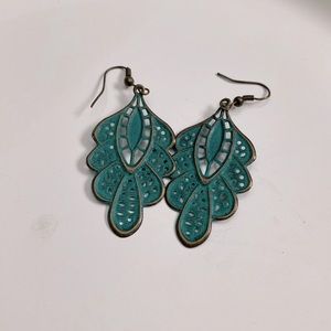 Teal metal earrings